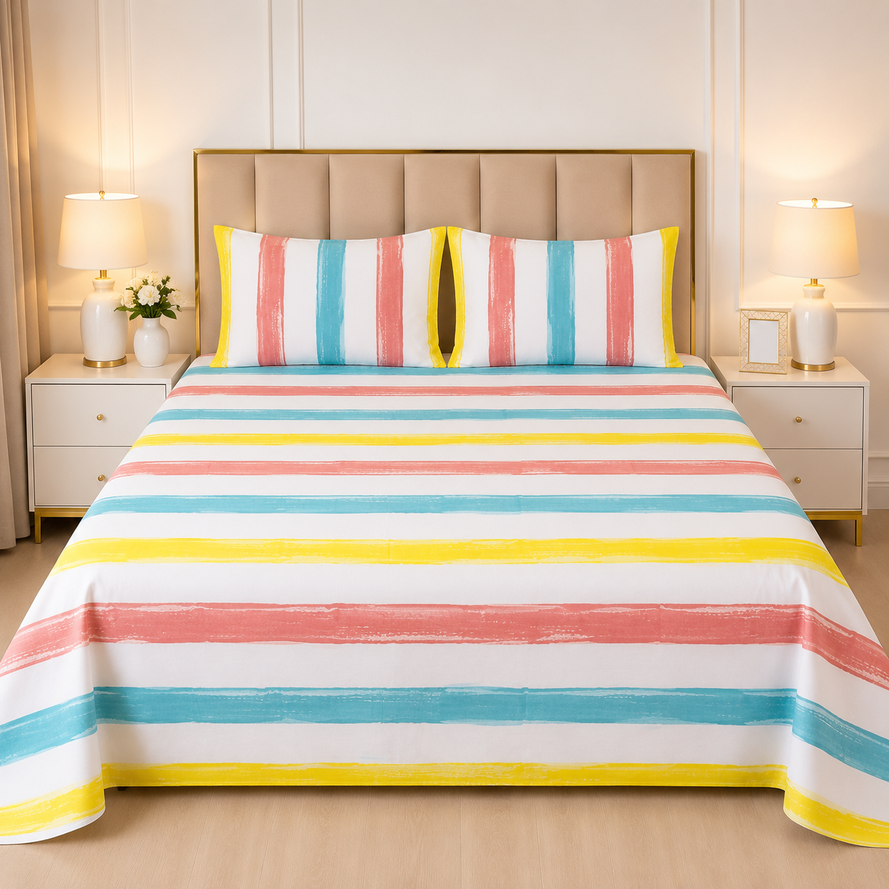 3pcs bed sheet 100% Pure Cotton King Size(96*98")
