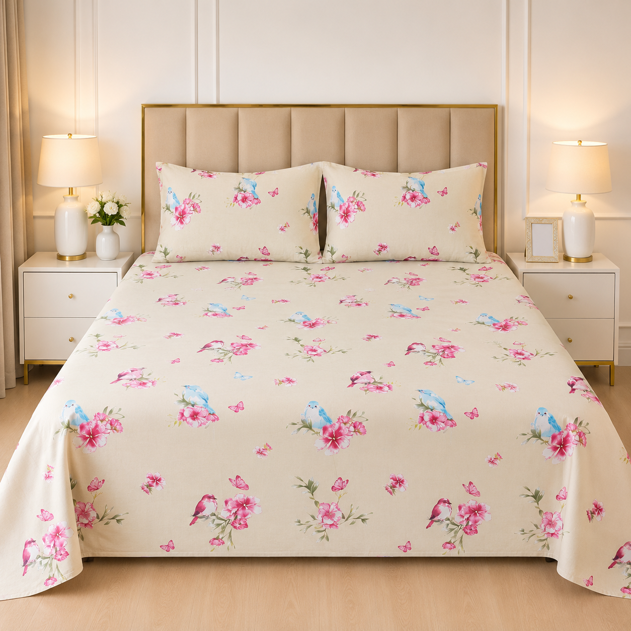3pcs bed sheet 100% Pure Cotton King Size(96*98")