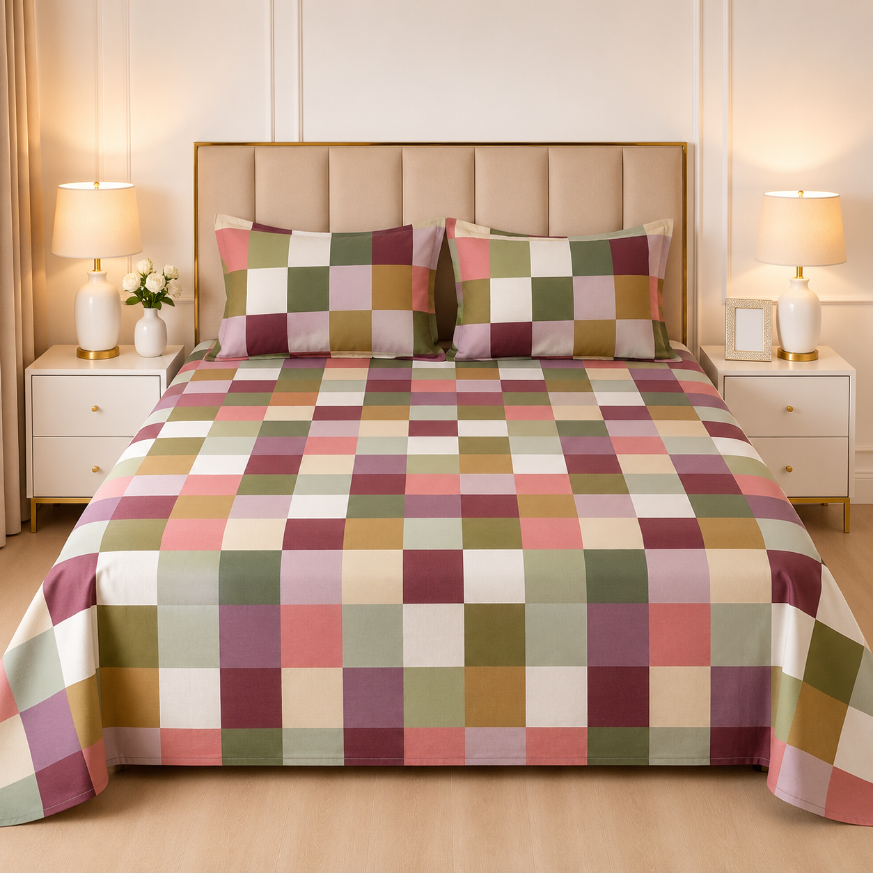 3pcs bed sheet 100% Pure Cotton King Size(96*98")