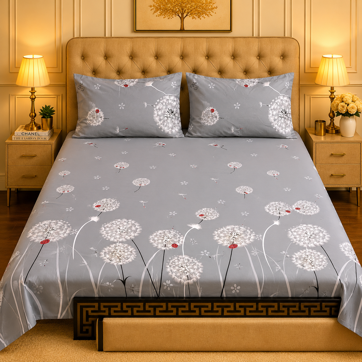 3pcs bed sheet 100% Pure Cotton King Size