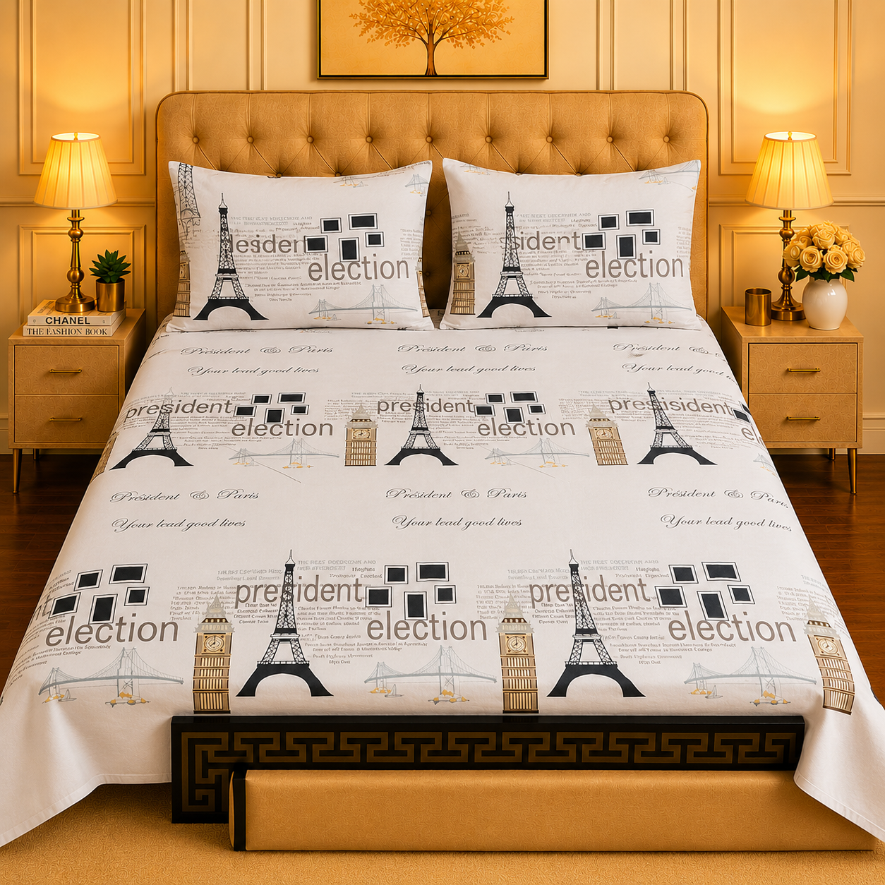 3pcs bed sheet 100% Pure Cotton King Size