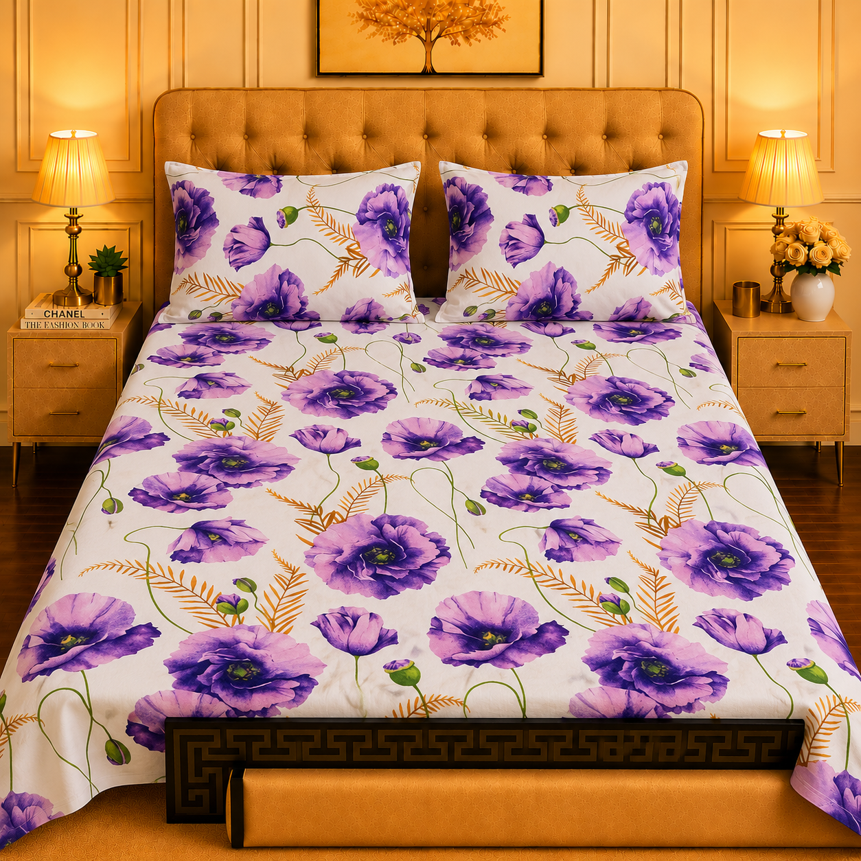 3pcs bed sheet 100% Pure Cotton King Size