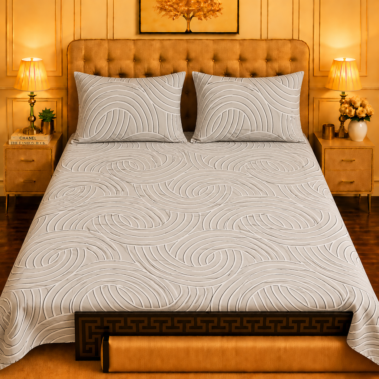 3pcs bed sheet 100% Pure Cotton King Size