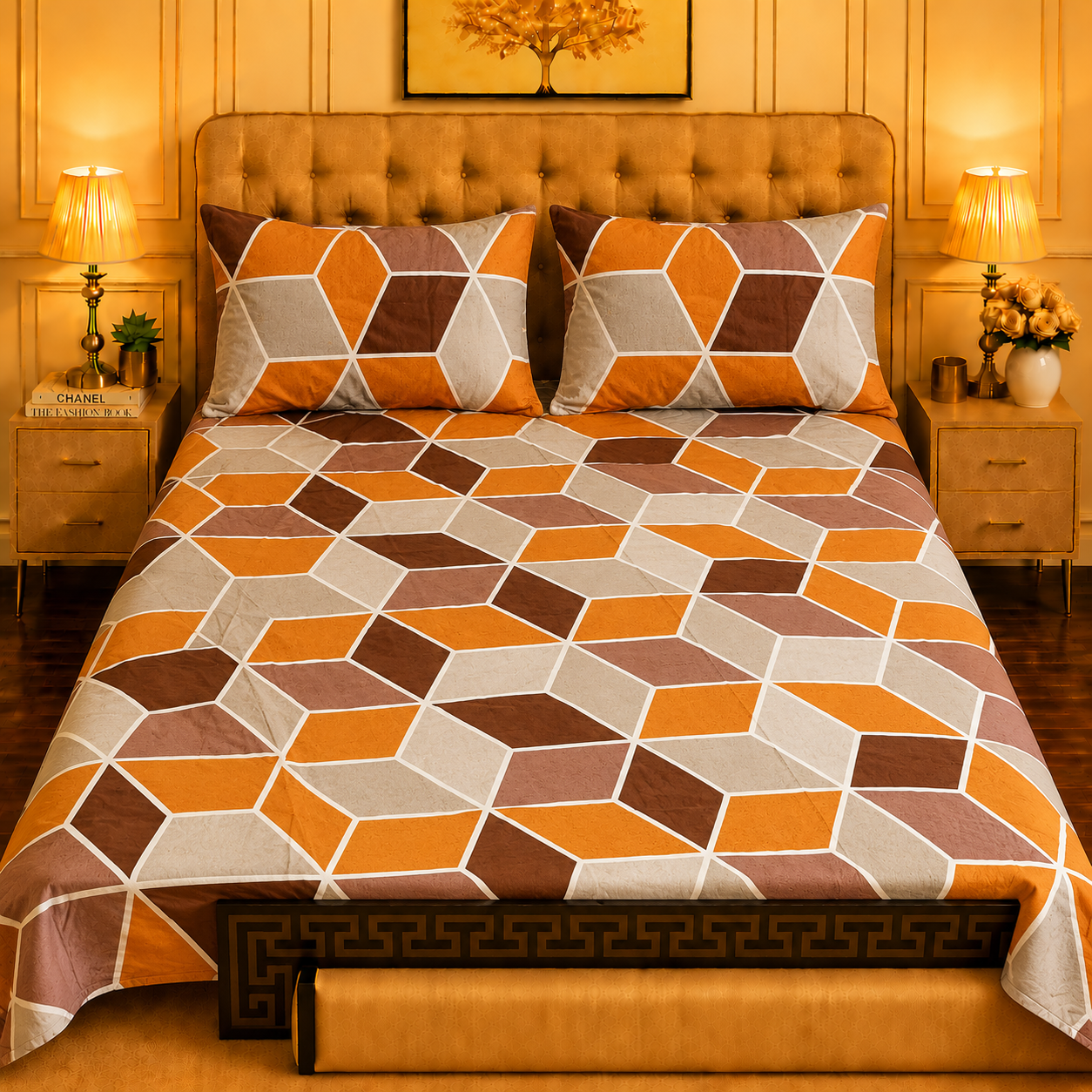 3pcs bed sheet 100% Pure Cotton King Size