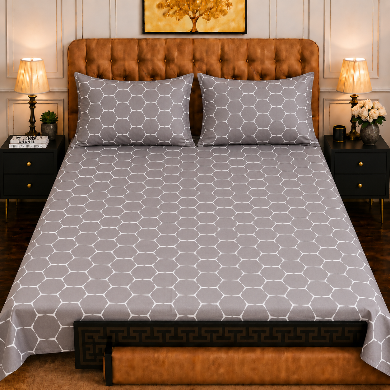 3pcs bed sheet 100% Pure Cotton King Size
