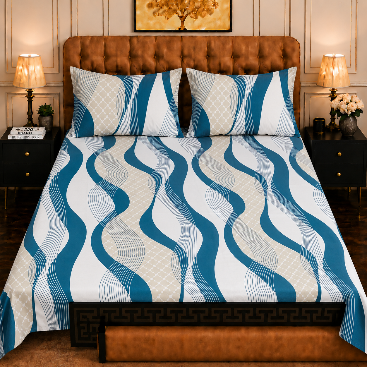3pcs bed sheet 100% Pure Cotton King Size