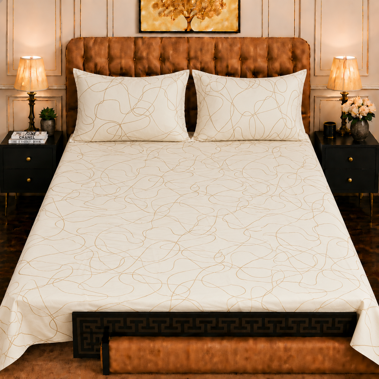 3pcs bed sheet 100% Pure Cotton King Size