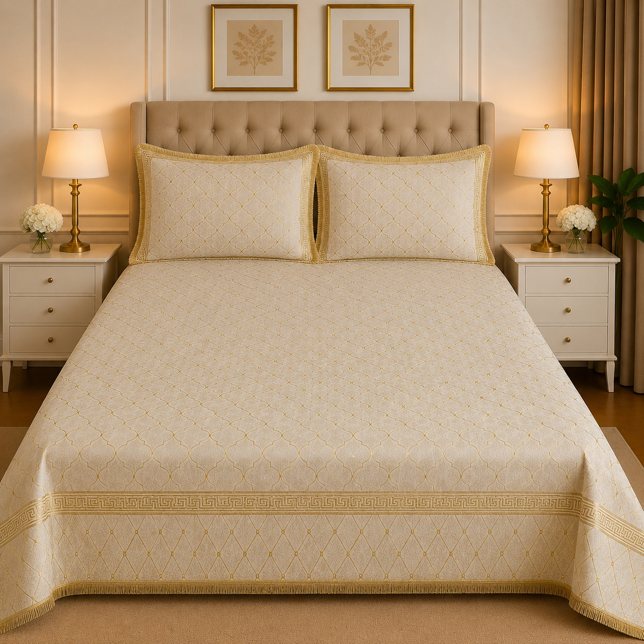 3PC Texture Velvet Bedsheet Set ā King Size Luxury Soft Velvet Bed Sheet with 2 Pillow Covers