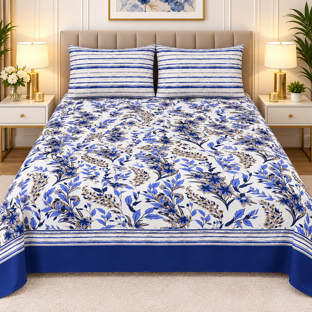 3pcs bed sheet 100% Pure Cotton King Size(96*98")