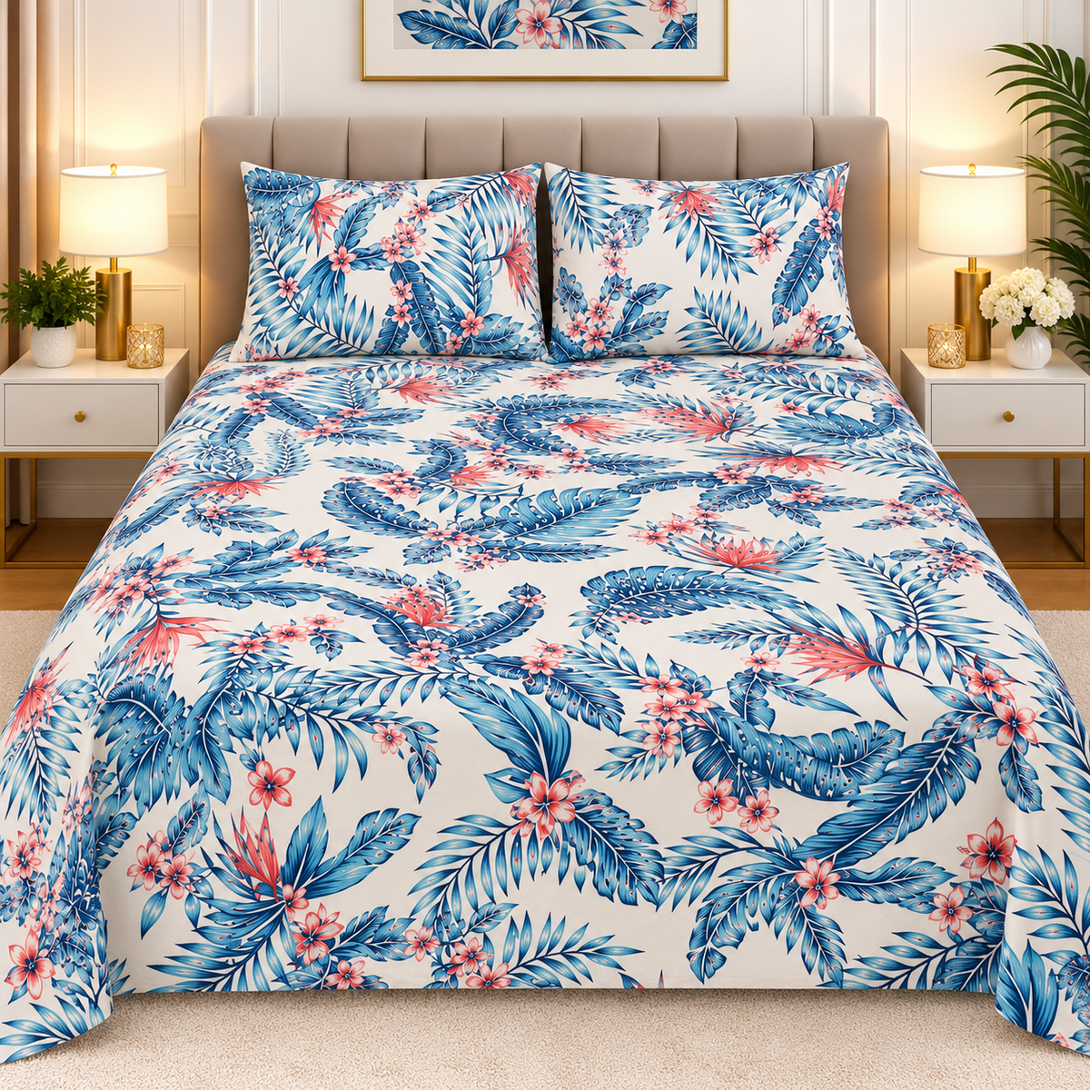 3pcs bed sheet 100% Pure Cotton King Size(96*98")