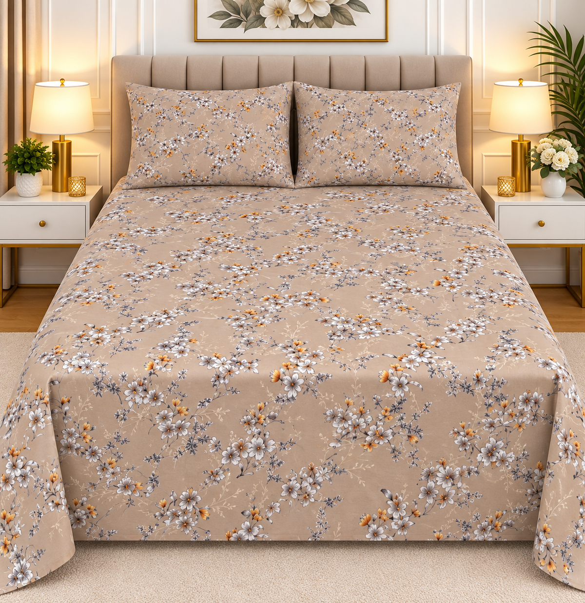3pcs bed sheet 100% Pure Cotton King Size(96*98") (Copy)