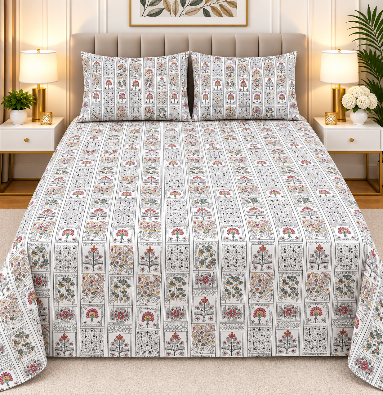 3pcs bed sheet 100% Pure Cotton King Size(96*98")