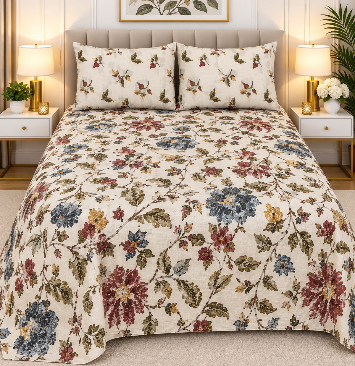 3pcs bed sheet 100% Pure Cotton King Size(96*98")