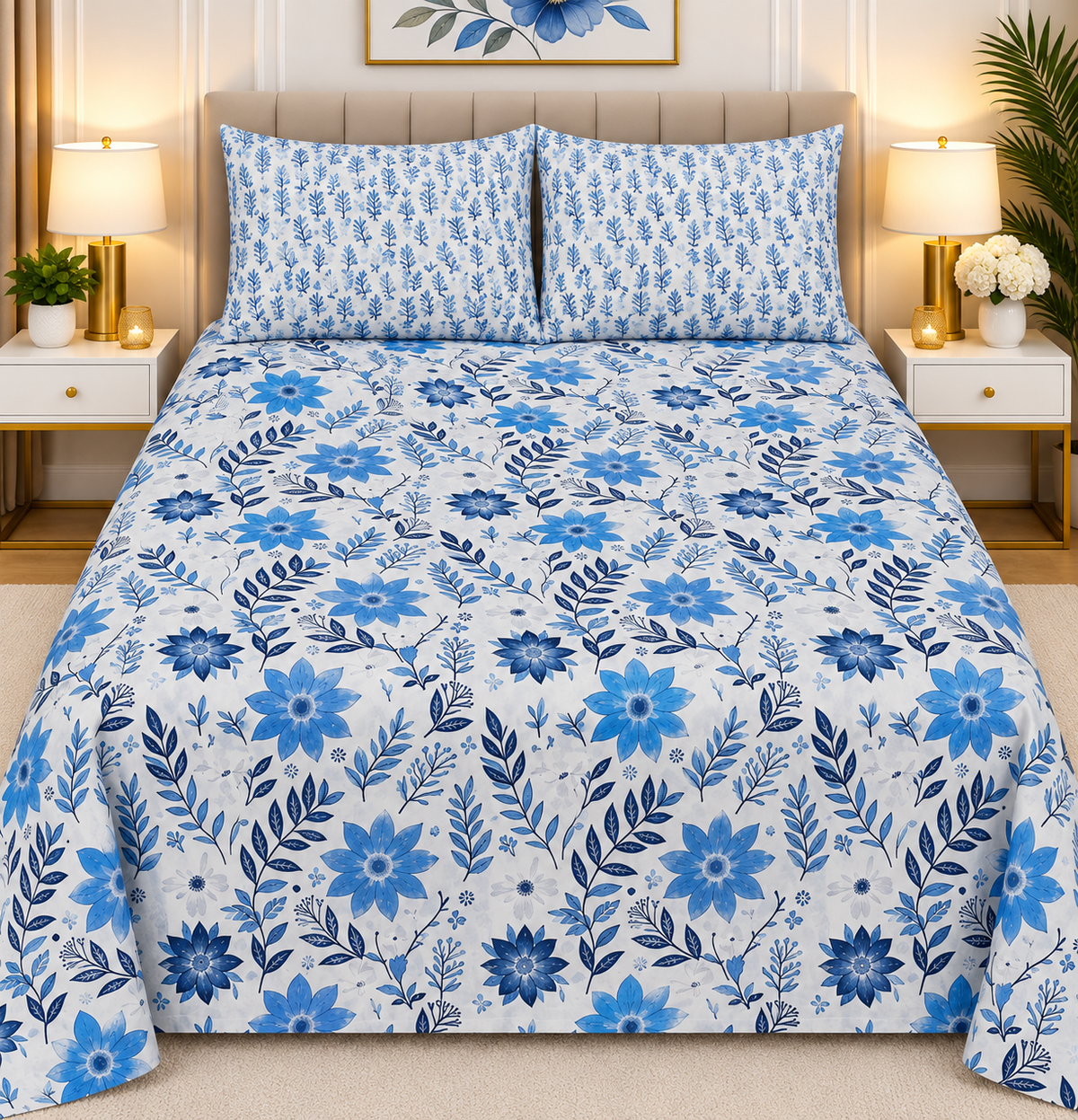 3pcs bed sheet 100% Pure Cotton King Size(96*98")