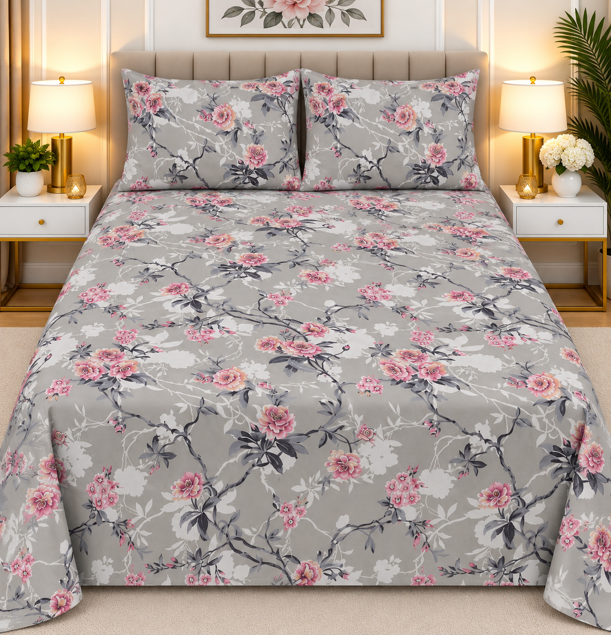 3pcs bed sheet 100% Pure Cotton King Size(96*98")