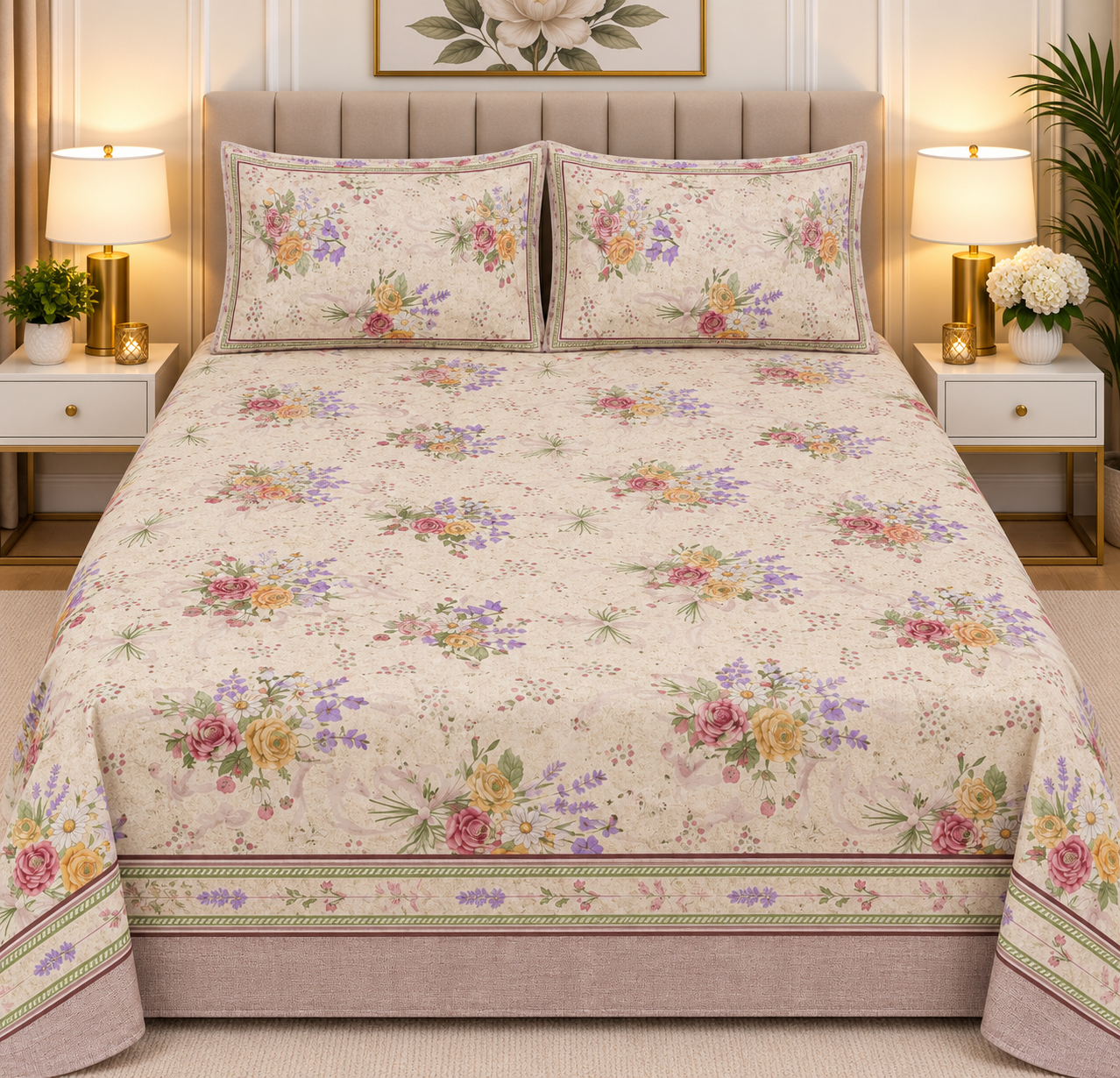 3pcs bed sheet 100% Pure Cotton King Size(96*98")