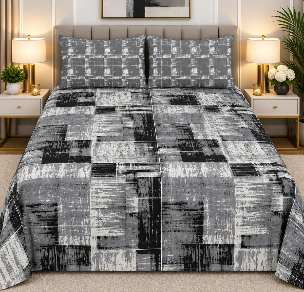 3pcs bed sheet 100% Pure Cotton King Size(96*98")