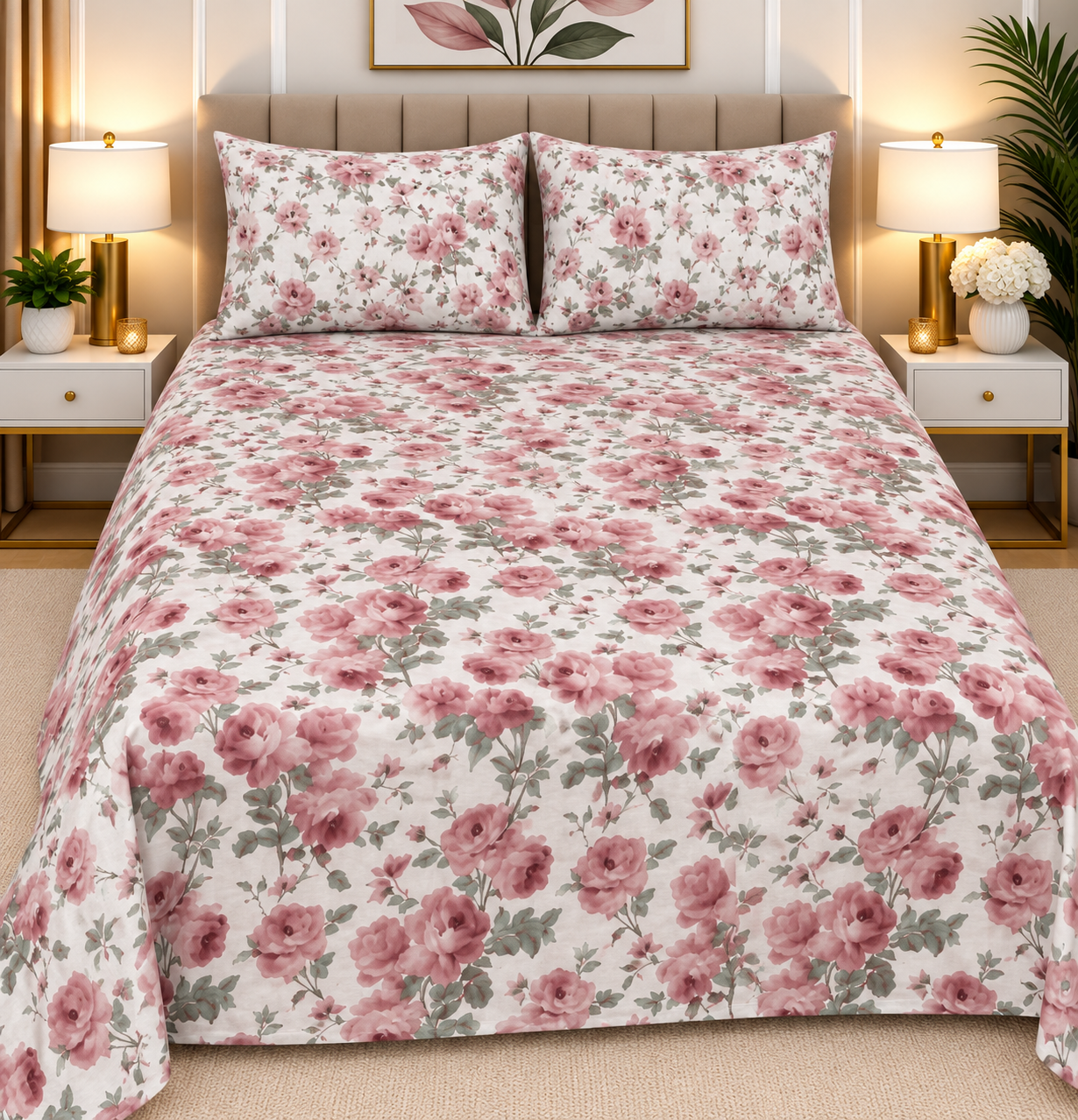 3pcs bed sheet 100% Pure Cotton King Size(96*98")