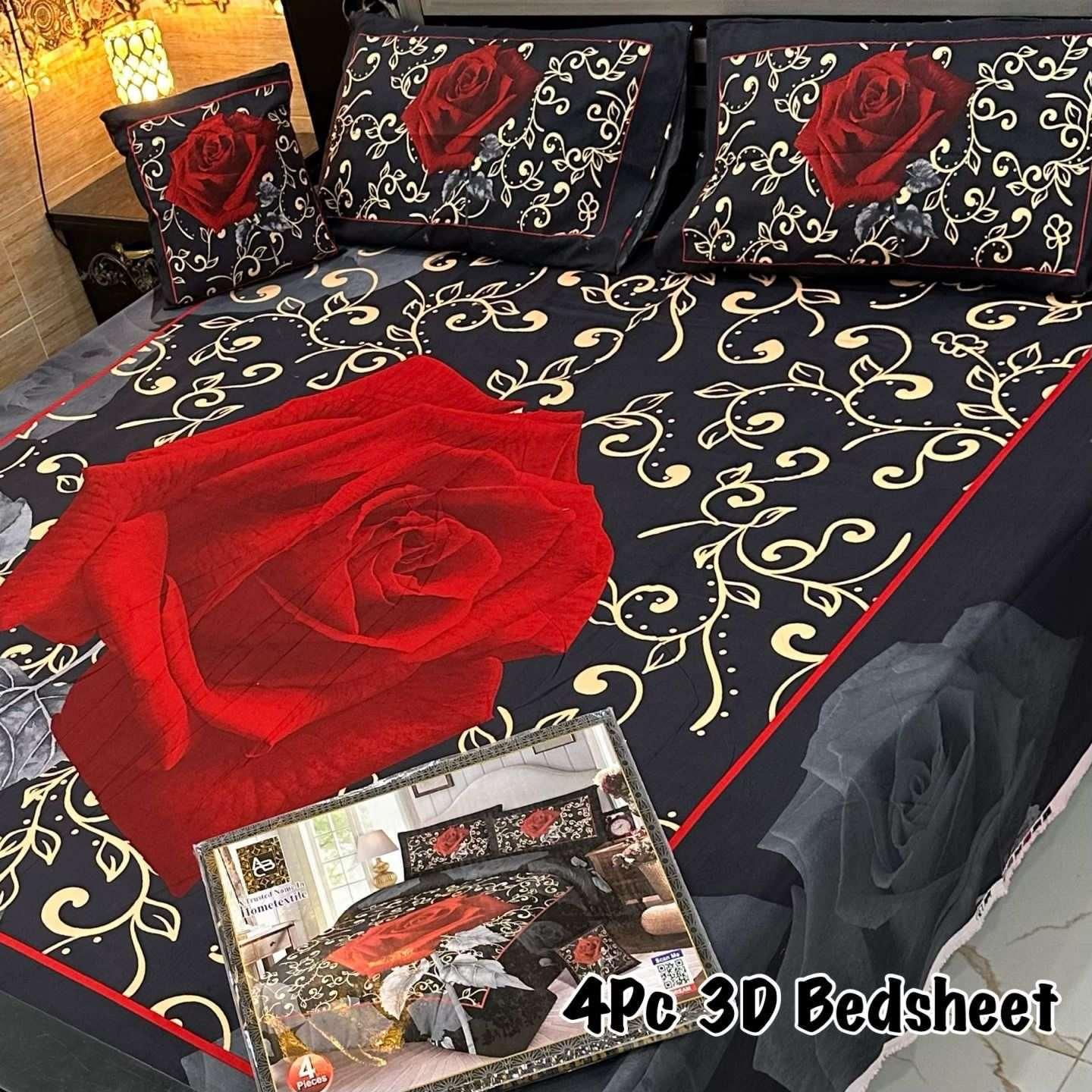 4pcs Bed Sheet Digital Print - Scented Whiispers