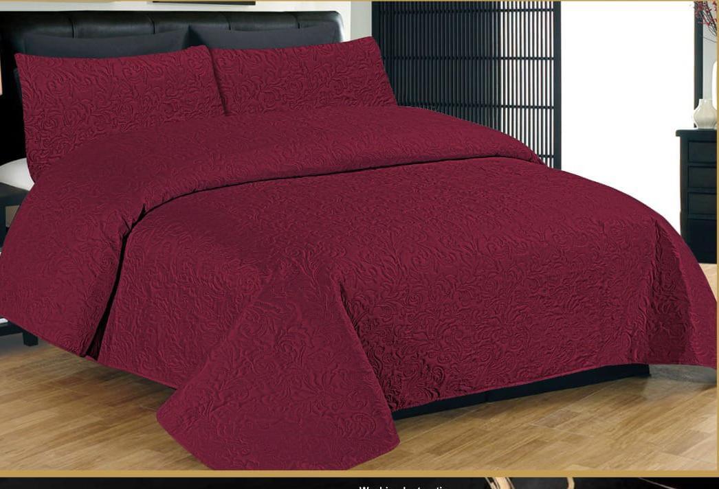 3pcs Bed Spread Quilted & Embroided - Scented Whiispers