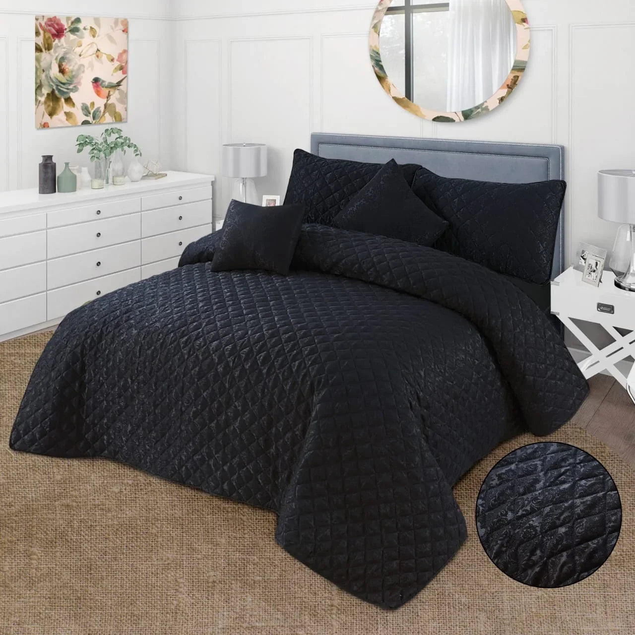 5pcs Bed Spread Organic Cotton Jacquard - Scented Whiispers