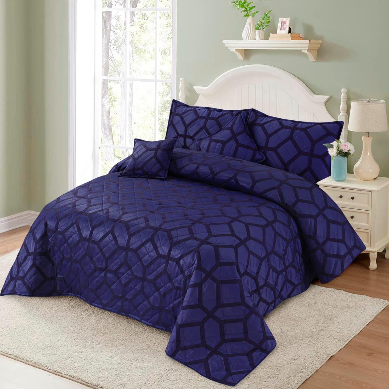 5pcs Bed Spread Organic Cotton Jacquard - Scented Whiispers
