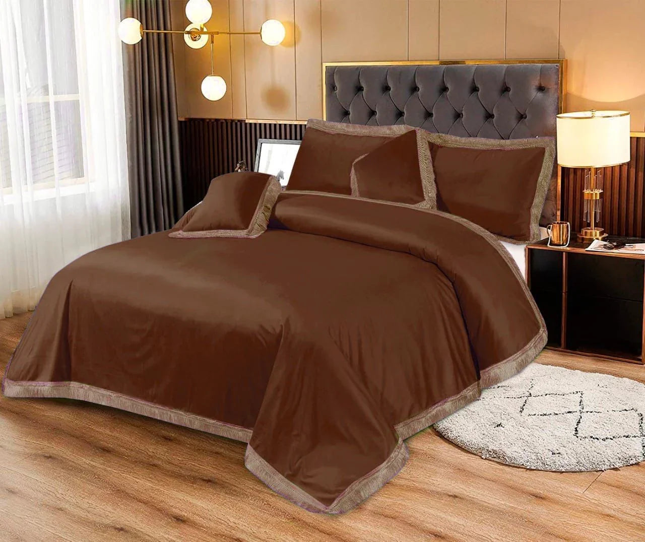 5pcs Bed Spread Silky Velvet Malai Set - Scented Whiispers