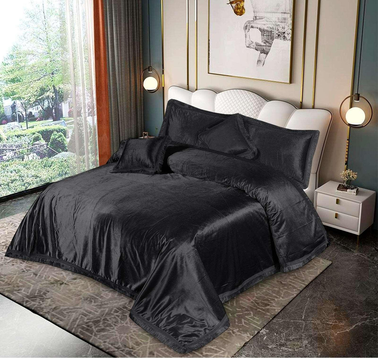 5pcs Bed Spread Silky Velvet Malai Set - Scented Whiispers