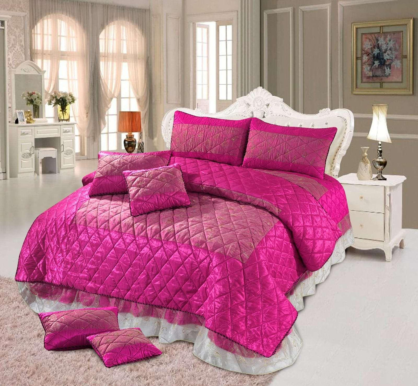 8Pcs Bridal comforter Set Organza Jacquard - Scented Whiispers