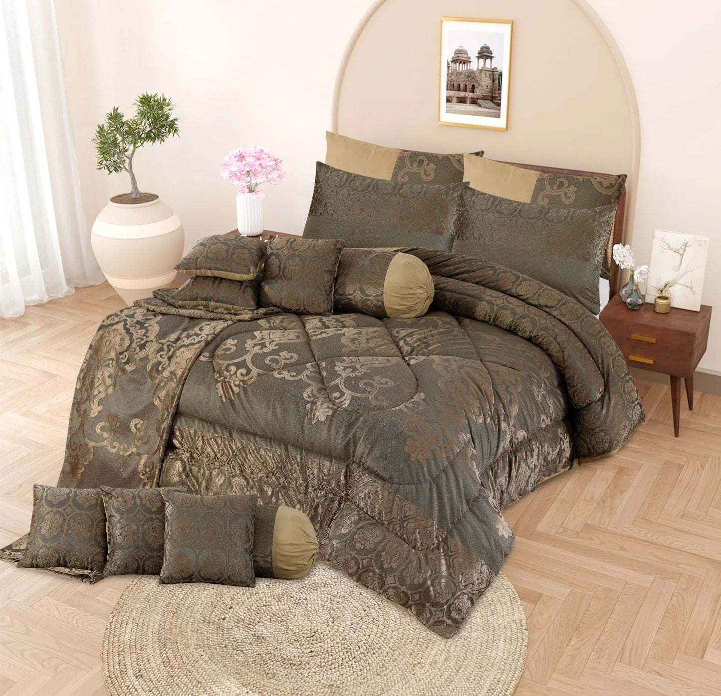 14Pcs Bridal Set plush Jacquard Set