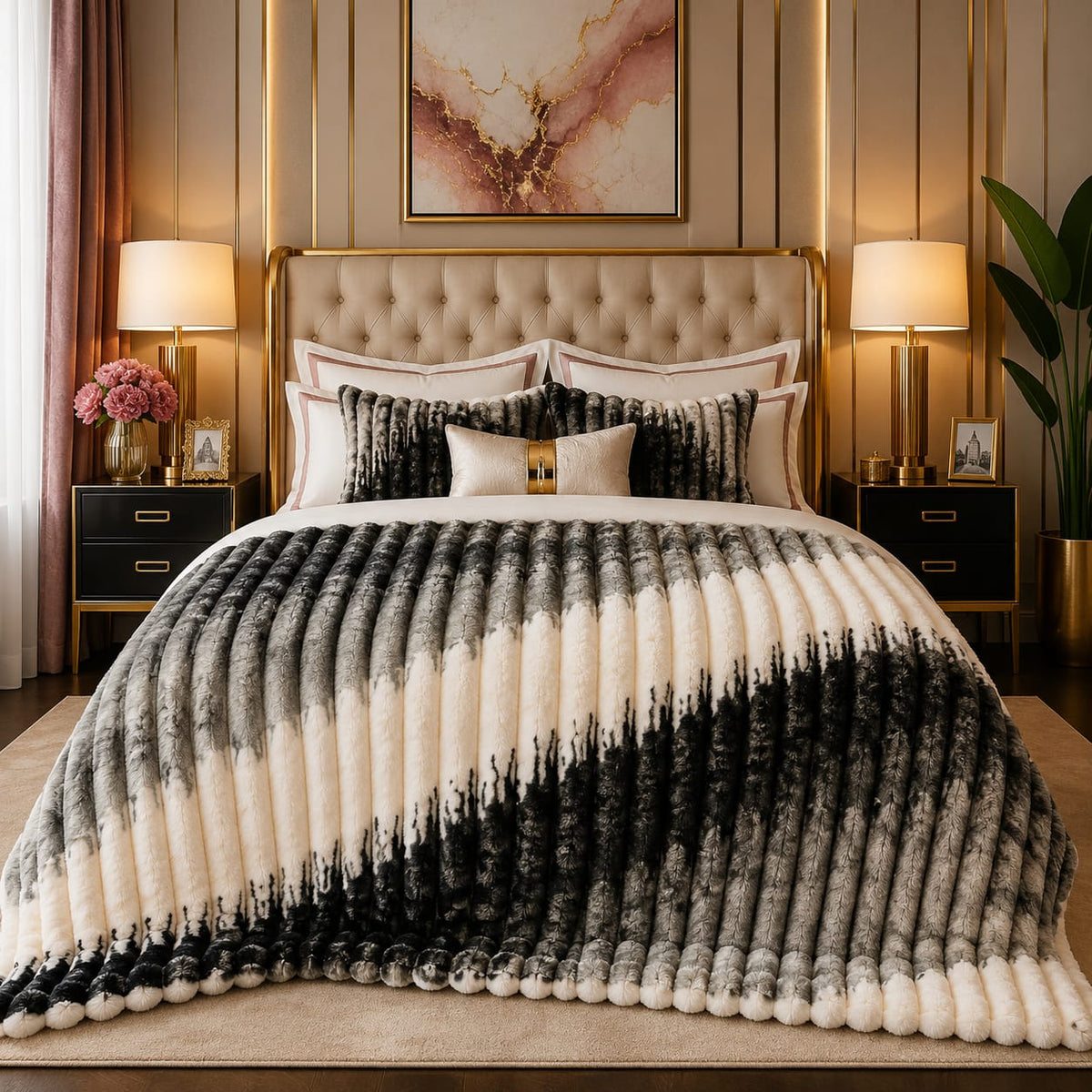 Ultra Soft Rabbit Embossed Fleece Blanket