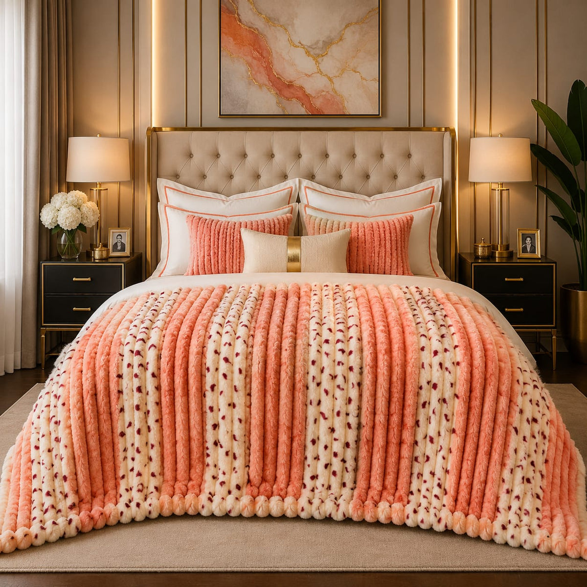 Ultra Soft Rabbit Embossed Fleece Blanket