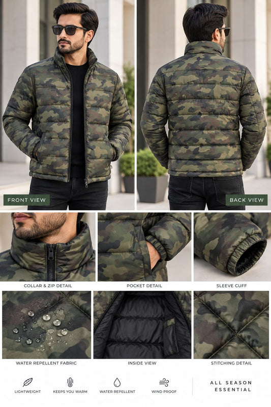 Men’s Reversible Camouflage Puffer Jacket