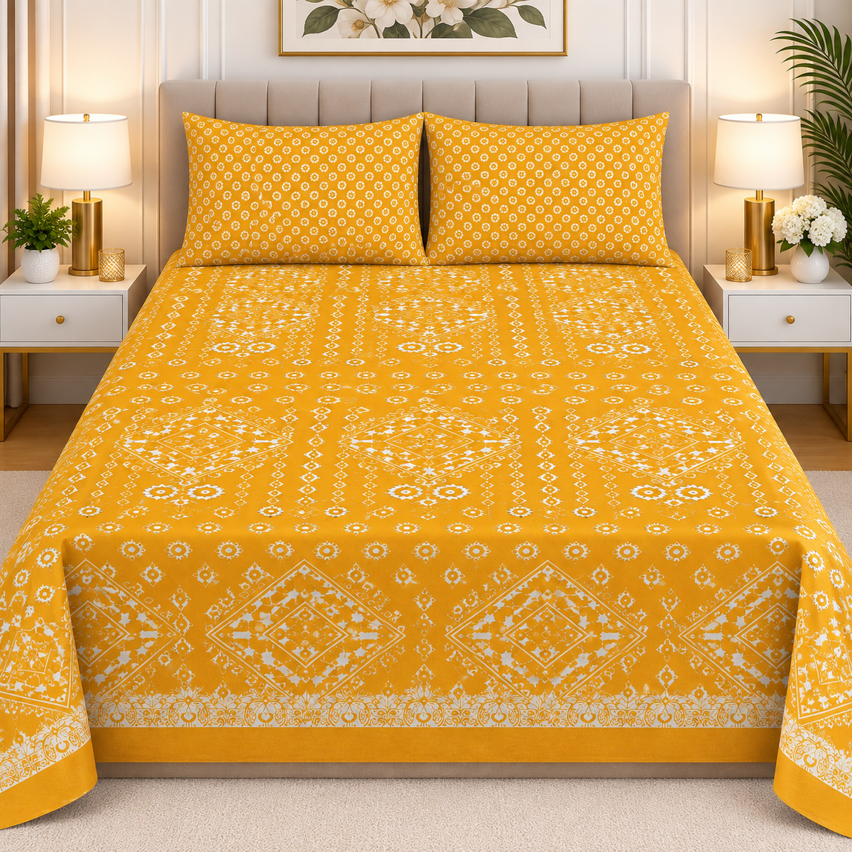 3pcs bed sheet 100% pure cotton king size