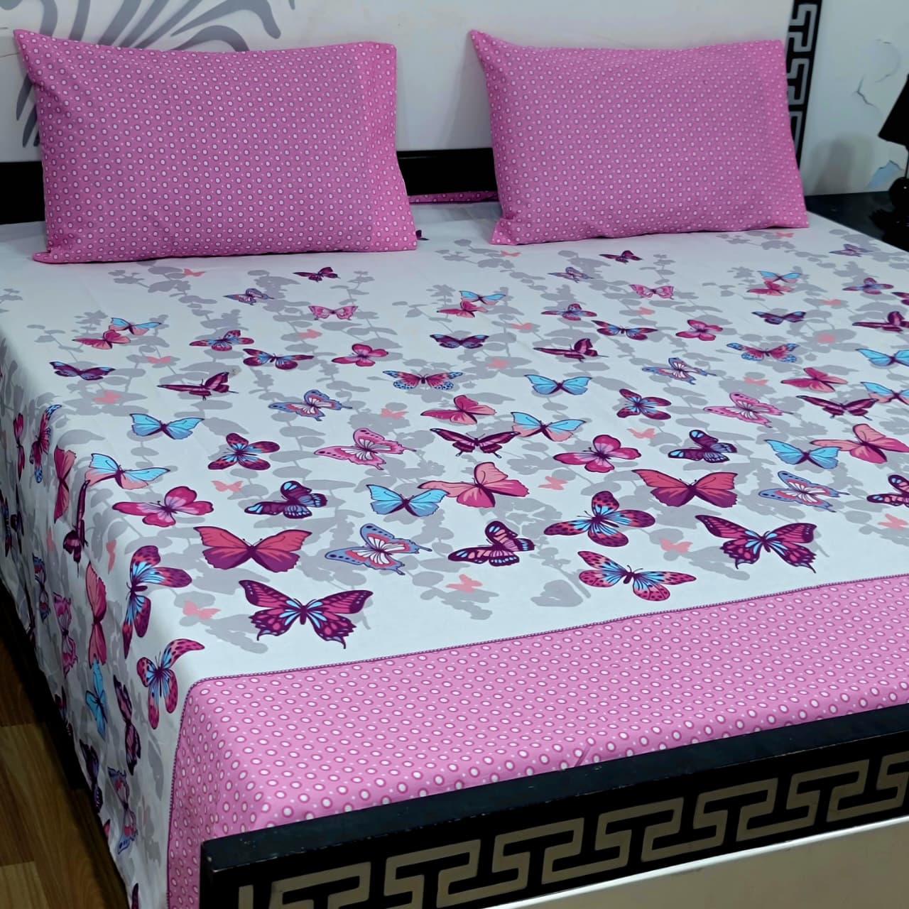 3pcs Bed Sheet 100% Pure Cotton King Size Bedsheets with 2 Pillow Covers