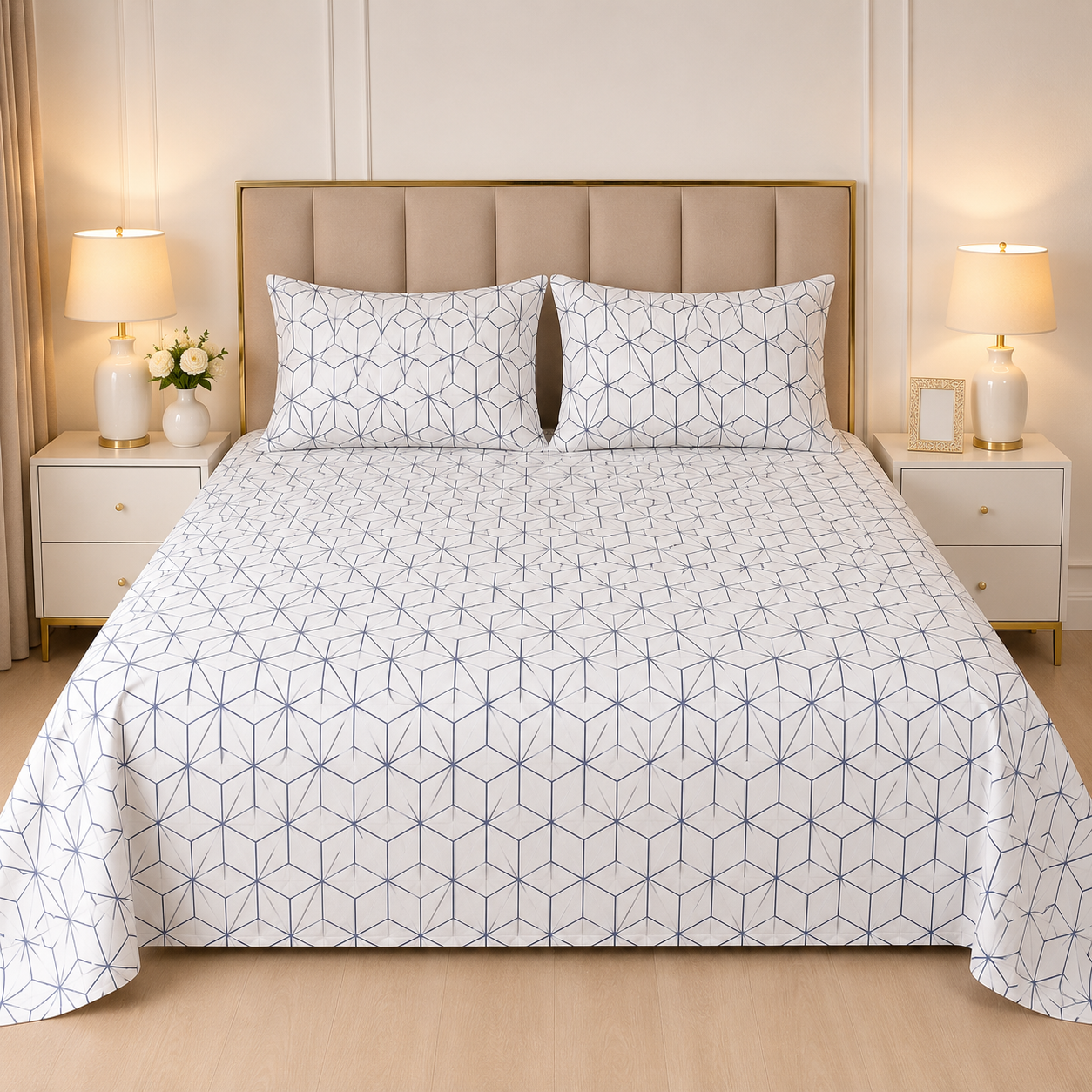 3pcs bed sheet 100% Pure Cotton King Size(96*98")