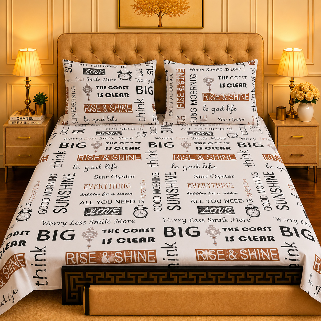 3pcs bed sheet 100% Pure Cotton King Size