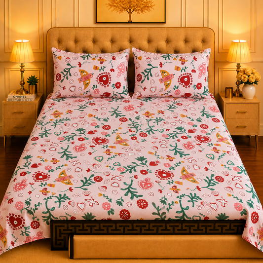 3pcs bed sheet 100% Pure Cotton King Size