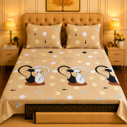 3pcs bed sheet 100% Pure Cotton King Size