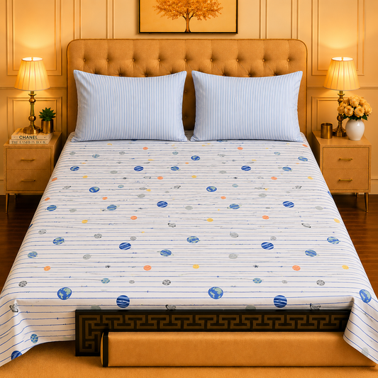 3pcs bed sheet 100% Pure Cotton King Size
