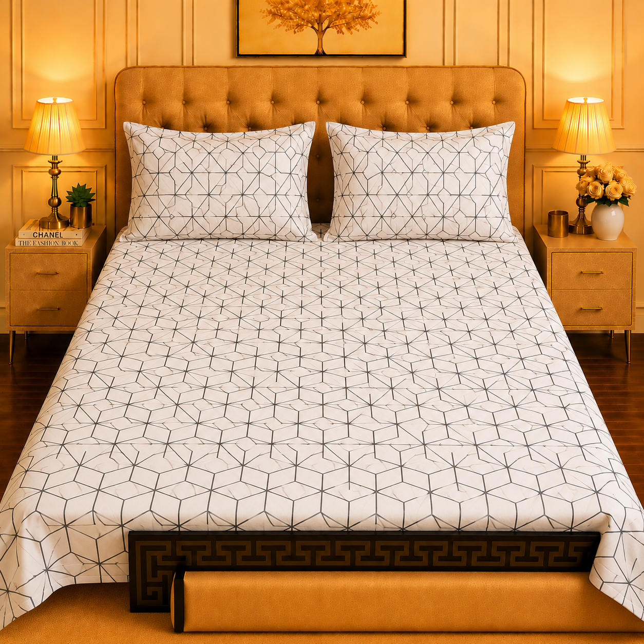 3pcs bed sheet 100% Pure Cotton King Size