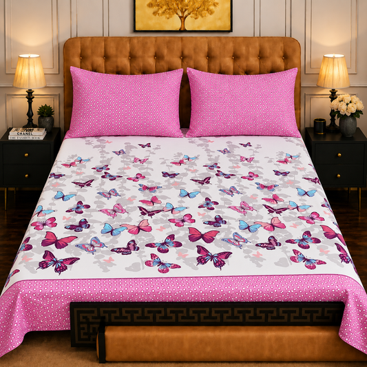 3pcs bed sheet 100% Pure Cotton King Size