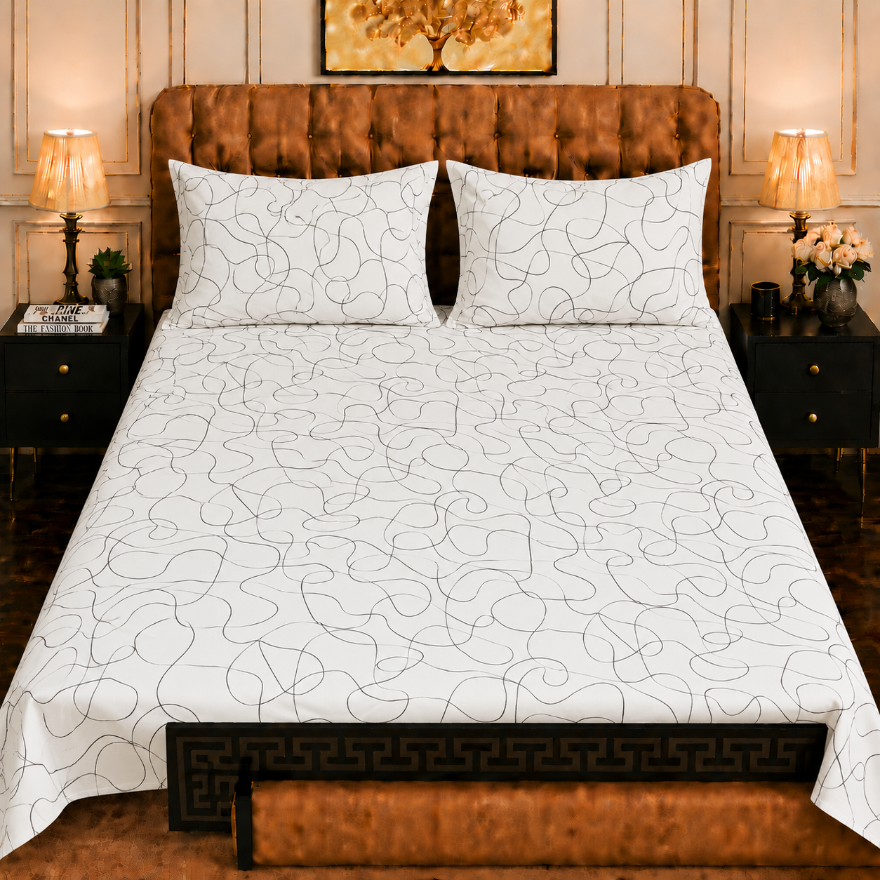 3pcs bed sheet 100% Pure Cotton King Size