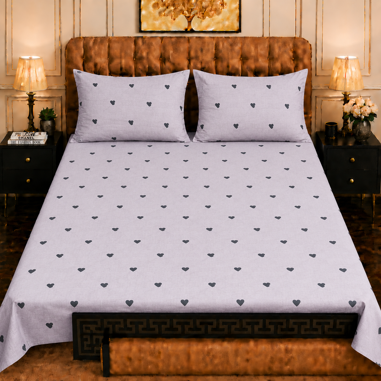 3pcs bed sheet 100% Pure Cotton King Size