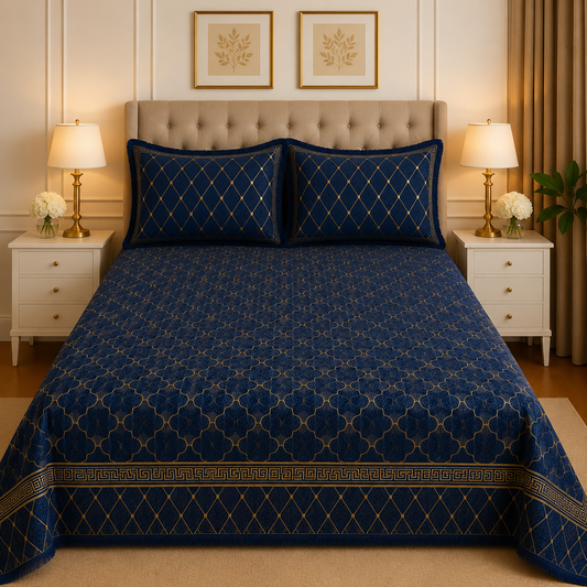 3PC Texture Velvet Bedsheet Set – King Size Luxury Soft Velvet