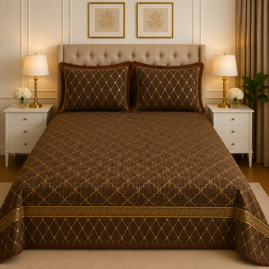 3PC Texture Velvet Bedsheet Set – King Size Luxury Soft Velvet