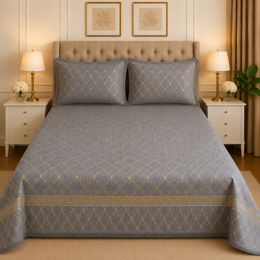 3PC Texture Velvet Bedsheet Set – King Size Luxury Soft Velvet