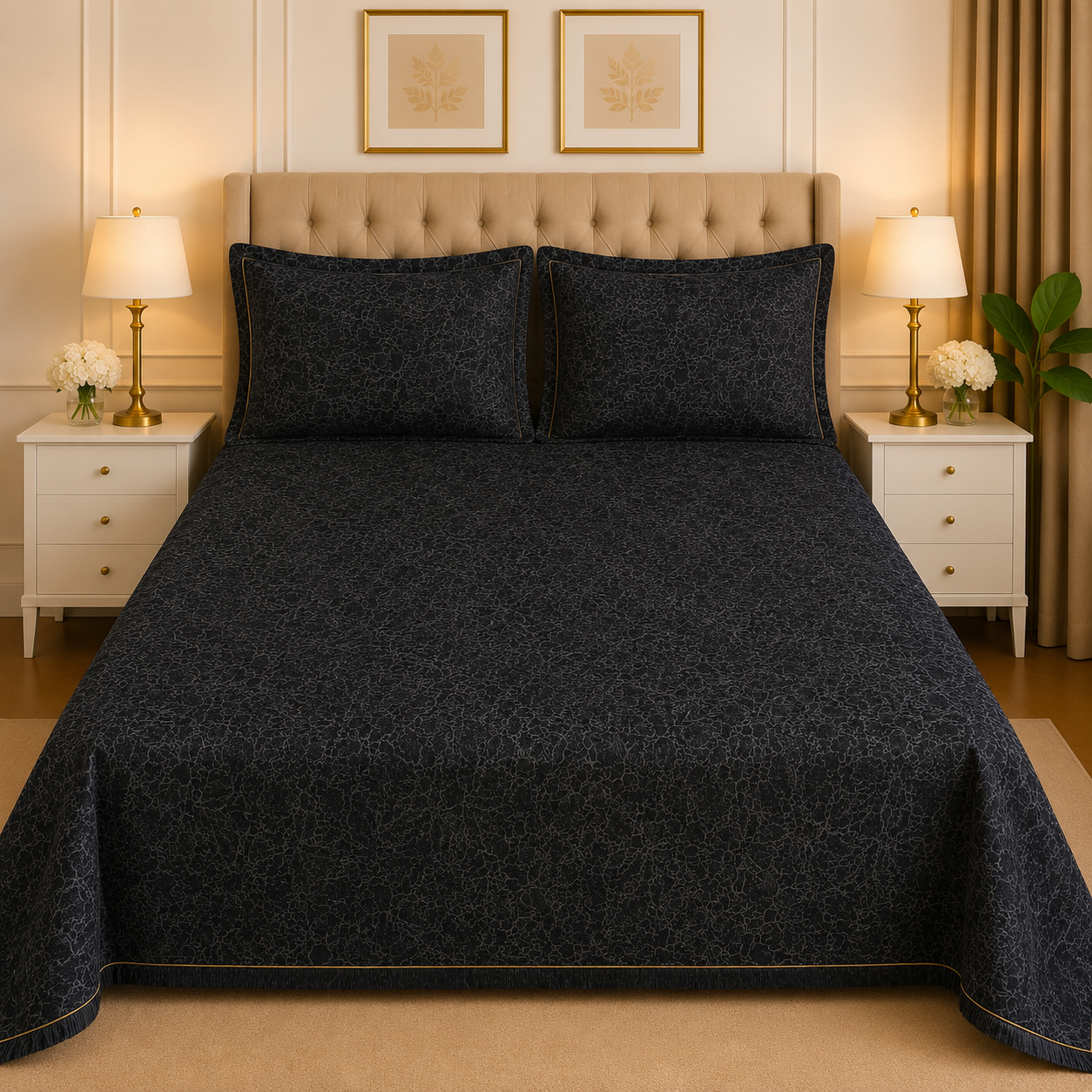 3PC Texture Velvet Bedsheet Set – King Size Luxury Soft Velvet