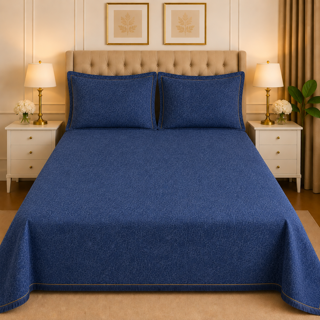 3PC Texture Velvet Bedsheet Set – King Size Luxury Soft Velvet