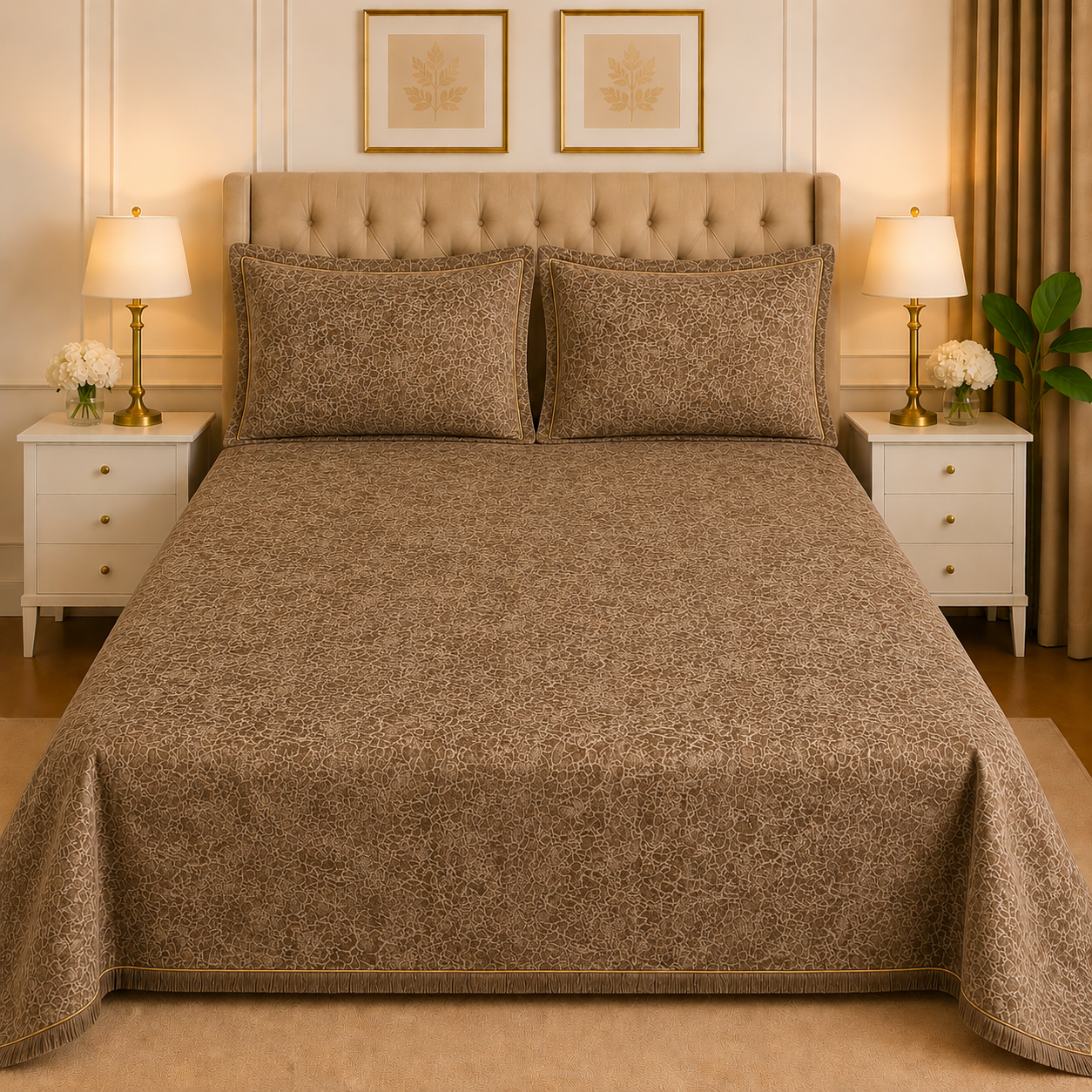 3PC Texture Velvet Bedsheet Set – King Size Luxury Soft Velvet